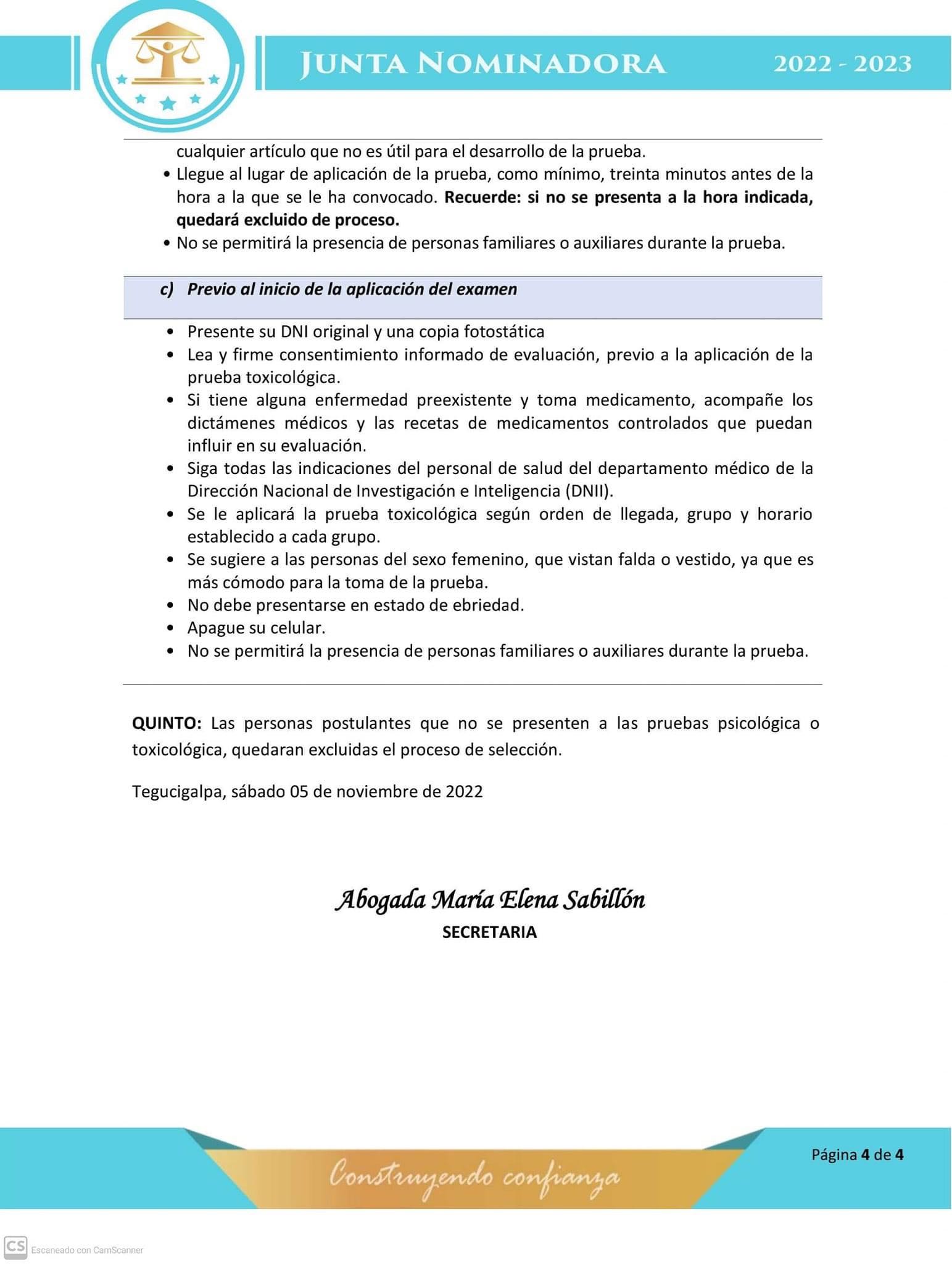 Horarios pruebas Psicométricas y Toxicológicas 